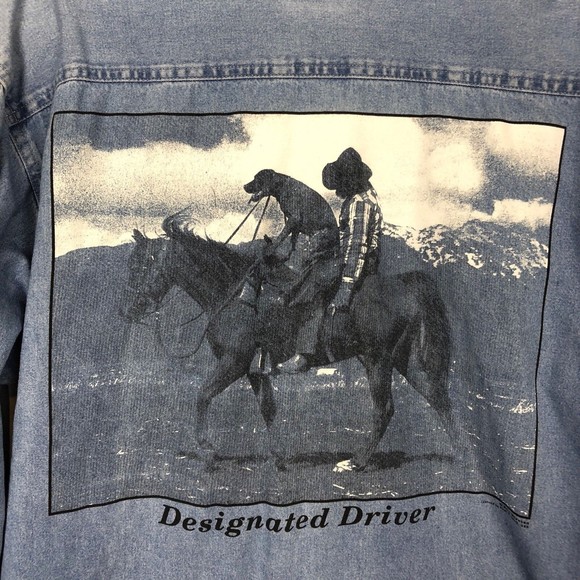 Mens Button Up Size Large Chambray Shirt Designated Driver Polar - Picture 7 of 7